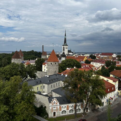 Vista panoramica su una città baltica raggiungibile tramite viaggi organizzati in pullman da Torino