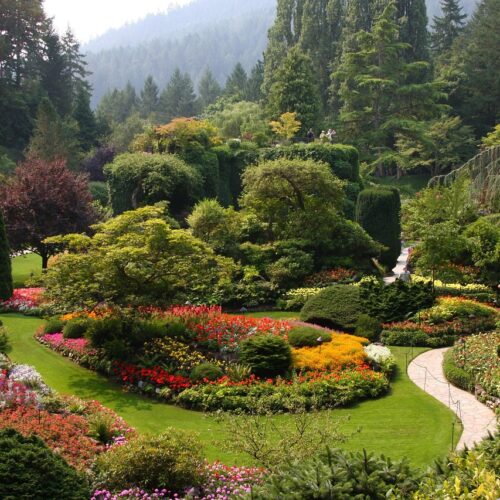 Sunken Garden, una delle sezioni più celebri e fotografate dei Butchart Gardens, situati sull'isola di Vancouver, vicino a Victoria TOUR OPERATOR CUNEO